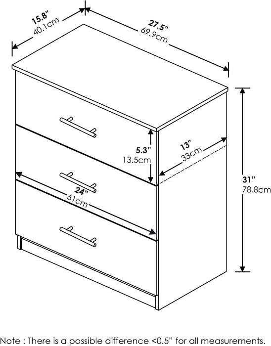 Simple Americano 3-Drawer Dresser