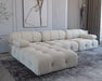 Modular Minimalist Velvet Sofa with Ottomans (Beige)