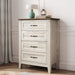 White Beige 4-Drawer Tall Bedroom Chest