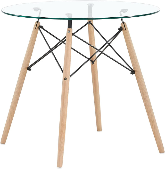 Small round Glass Dining Table for 2-4 People