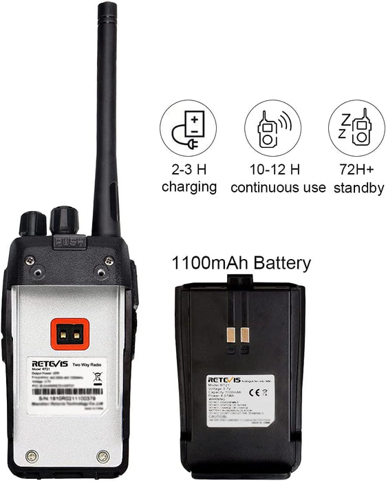 Retevis H-777S Walkie Talkies Way Radios,Two Way Radio Rechargeable Long Range,VOX Hands Free USB Charger Dock Sturdy,Workers Business Company Schoo - 6