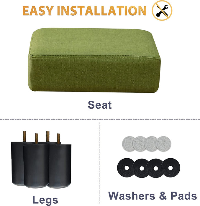 Green PU Leather Foot Stool with Non-Skid Legs