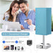 Blue Touch Lamp with USB Port and Outlet