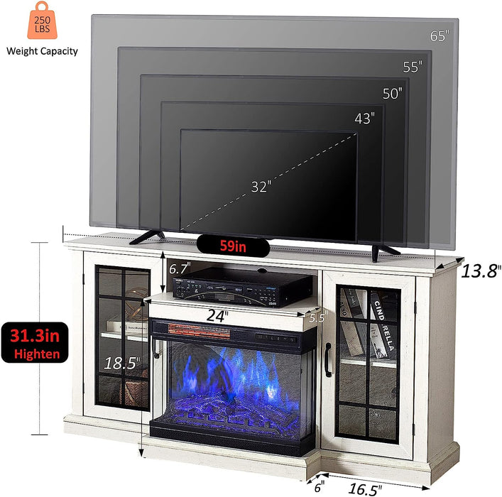 Modern 3-Sided Glass Fireplace TV Stand