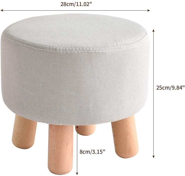 Solid Wood Footstool with Padded Seat and Legs