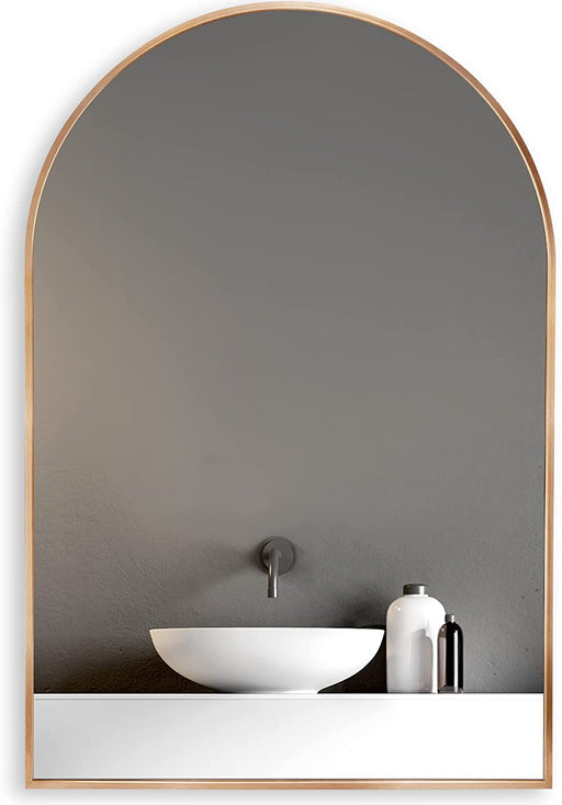 Arched Wall Mounted Mirror with Metal Frame