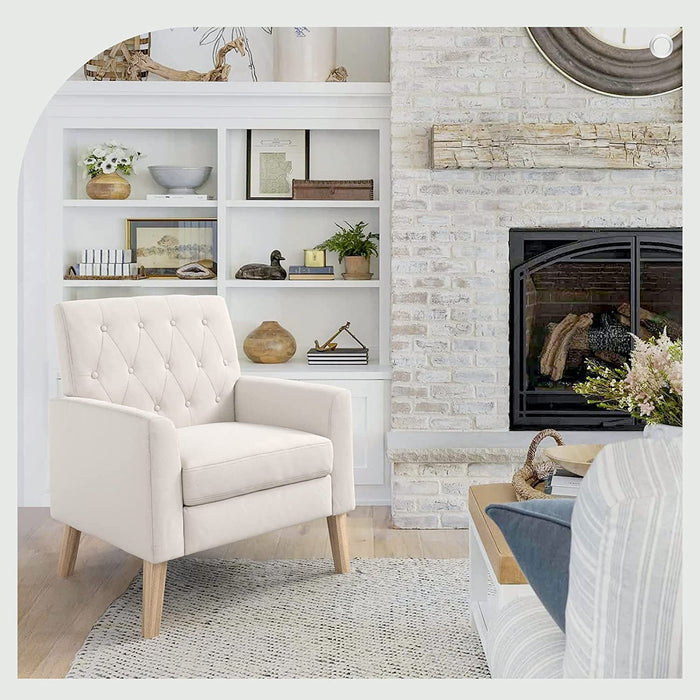 Modern Beige Accent Armchair for Living Room