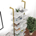 Marble White 6-Tier Ladder Shelf Bookcase