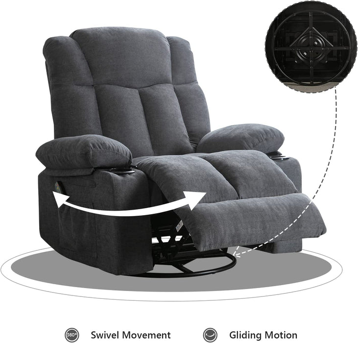 Massage Swivel Rocker Recliner with Heat