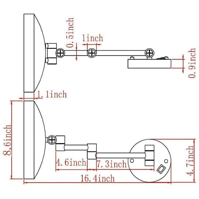 Wall Mounted Makeup Mirrors, Chrome Illuminated Brass
