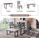 6 Piece Wooden Dining Set for 6 with Cushioned Chairs & Bench