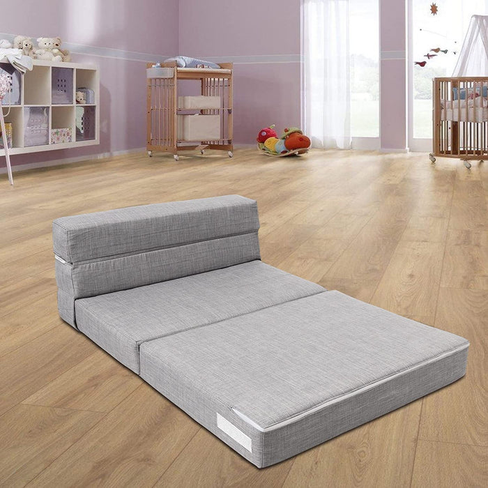 Gray Twin Sofa Bed with Pillow and Foldability
