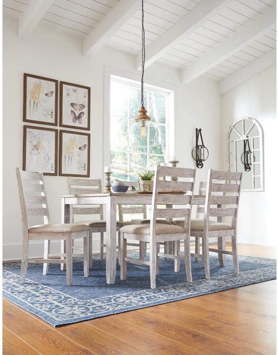 Whitewash Cottage Dining Table Set with 6 Chairs