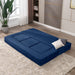 Blue Velvet Futon Sofa Bed with Ottomans