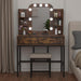 Elegant Lighted Makeup Vanity Desk, Brown