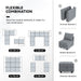 8-Seats Reversible Sectional Sofa Couch Set for for Apartment/Living Room with Storage Ottoman, Bluish Grey