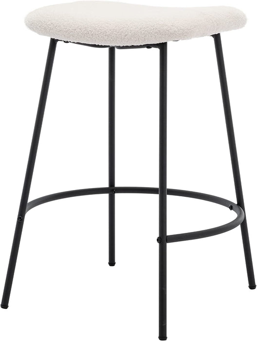 Bar Stools Set of 4 Sherpa Fabric Counter Height