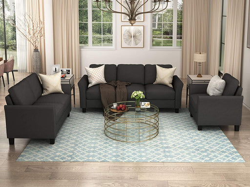 Black Modern Polyester Sectional Sofa Set