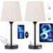 Set of 2 Mini Bedside Lamps with USB and AC Outlets