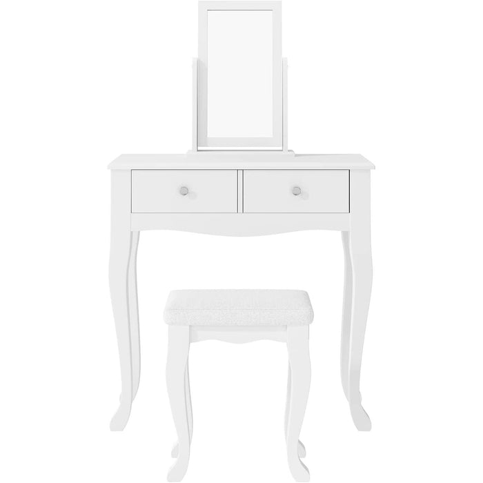 Makeup Vanity Table Set with 360° Rotation Mirror