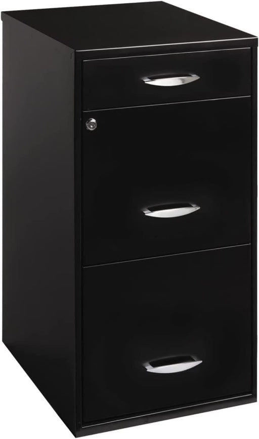 Black Steel 3-Drawer Lockable Filing Cabinet