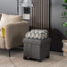 Small Grey Ottoman with Foldable Storage Footrest
