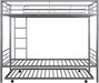 White Twin Bunk Bed with Trundle and Guardrails