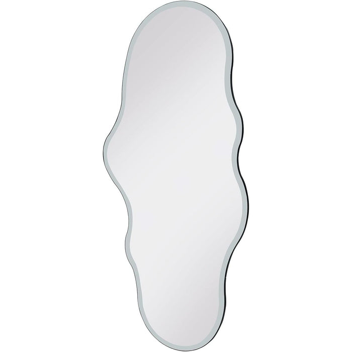 47X23 Inch Full Length Wall Mounted Mirror for Bedroom, Bathroom, and Living Room - Frameless, Irregular Shape Design, White