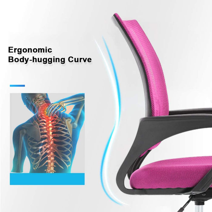 Affordable Ergonomic Pink Office Chair with Back Support