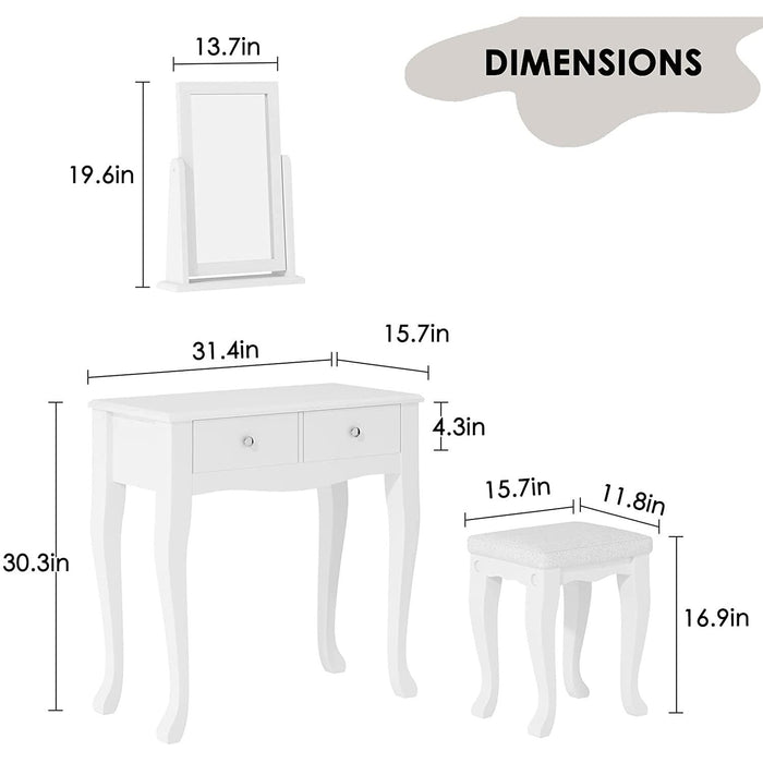 Makeup Vanity Table Set with 360° Rotation Mirror