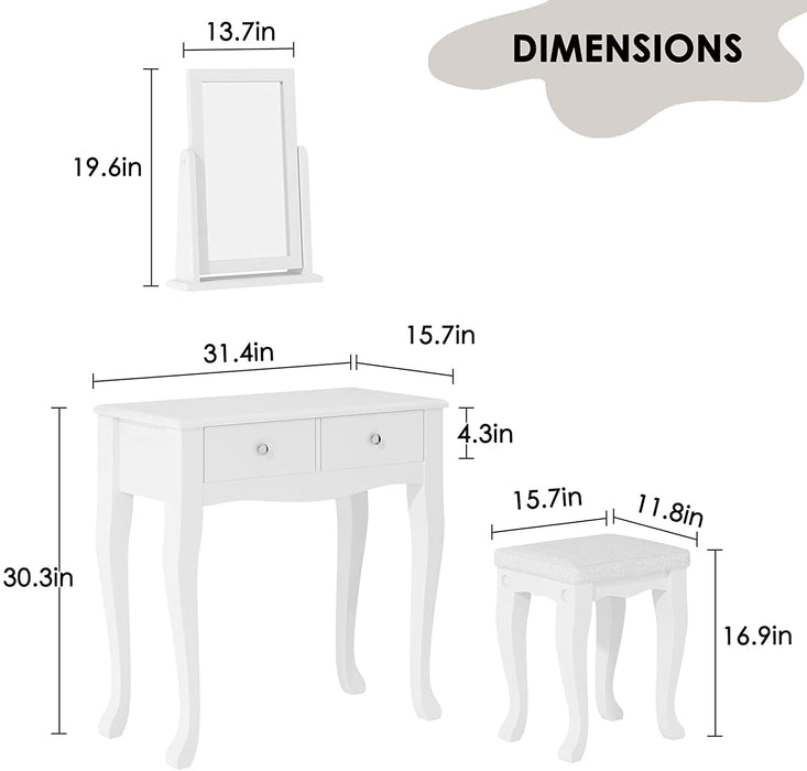 Makeup Vanity Table Set with 360° Rotation Mirror