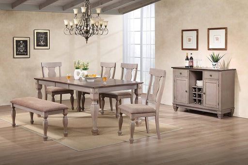 7-Piece 2-Tone Brown Wood Extendable Dining Set