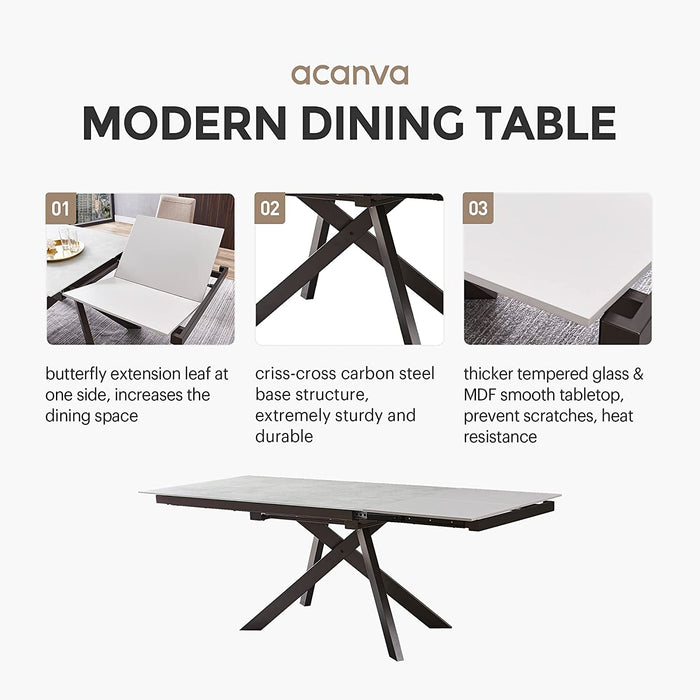 Grey Carbon Steel Expandable Dining Table
