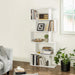 White 5-Tier Wooden Room Divider Bookshelf