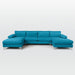 Double Wide Blue U-Shape Sectional Sofa