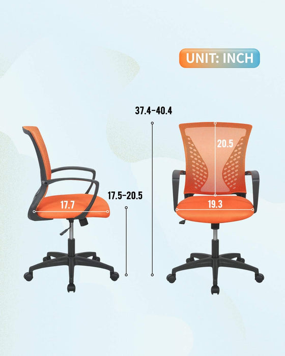 Ergonomic Orange Mesh Office Chair with Armrests