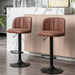 Brown Faux Leather Adjustable Bar Stools, Set of 2