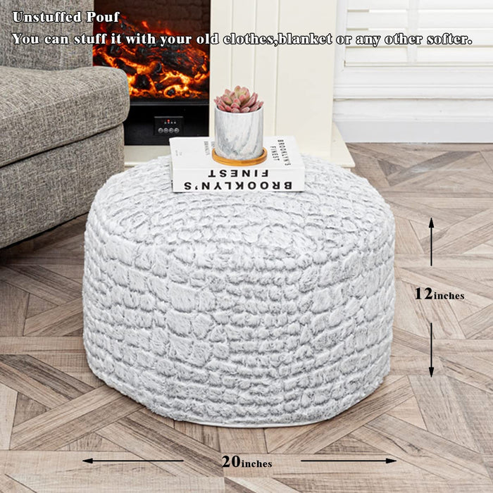 Soft Faux Fur Ottoman Cover with Storage