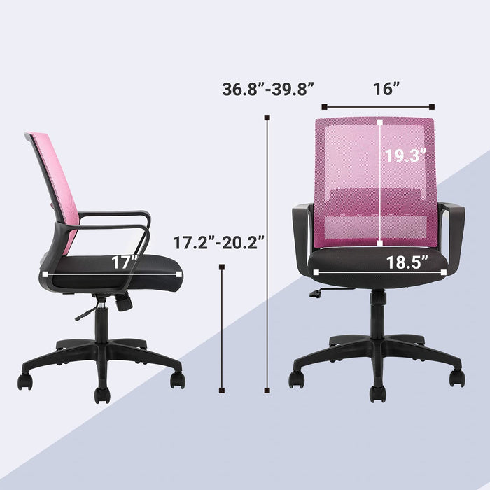 Pink Ergonomic Mesh Office Chair with Lumbar Support