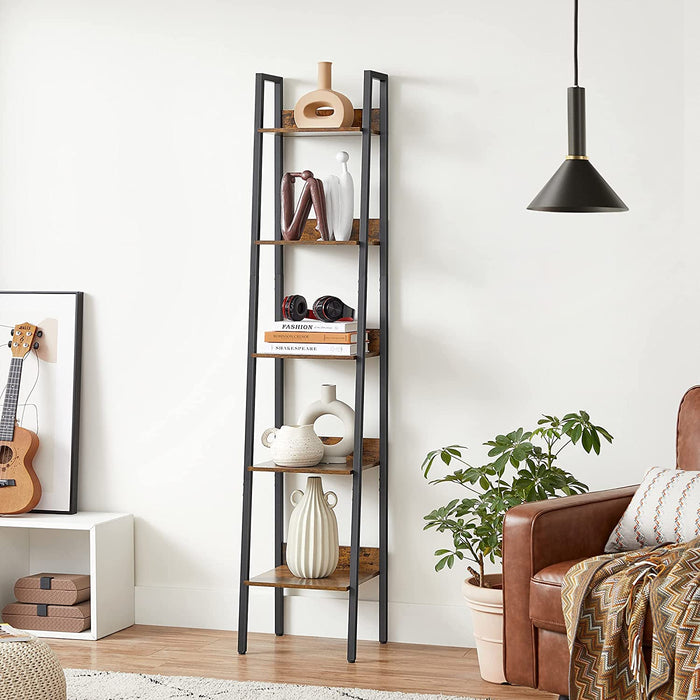 Rustic 5-Tier Ladder Bookshelf