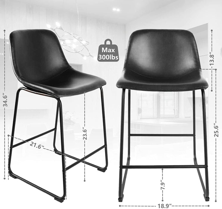 Faux Leather Counter Height Stools Island Chairs Set of 2