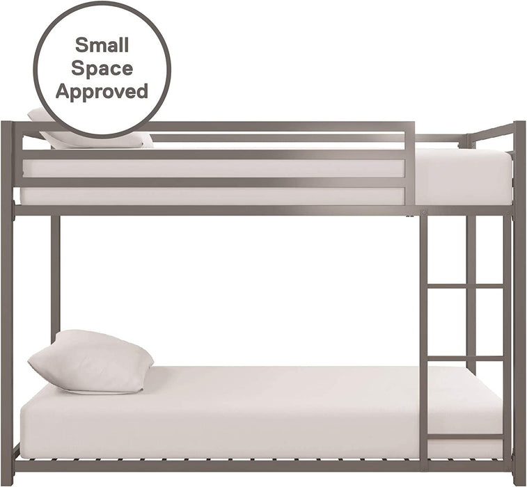 Metal Triple Bunk Bed with Guardrails