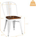 Set of 4 White/Brown Tolix Style Chairs