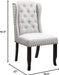 Set of 2 Grey Shira Dining Side Accent Wingback Chairs, Button Tufted, Faux Linen Upholstered, Goldtone Nailhead Trim, Espresso Wood Legs