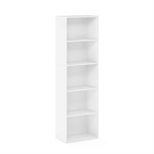 White 5-Tier Bookcase with Storage Space