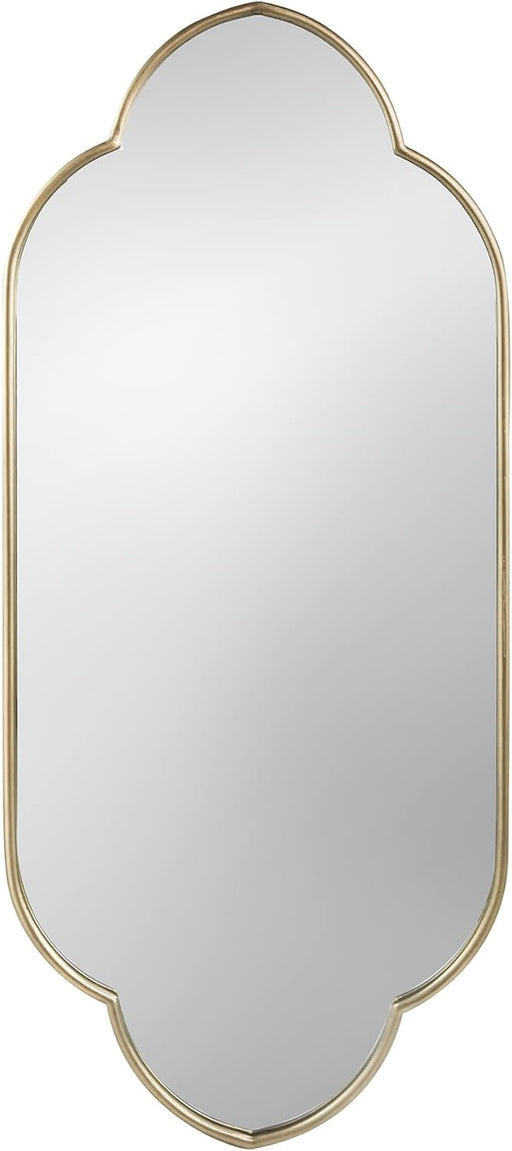 A&B Home 23" X 48" Large Mirror with Champagne Gold Metal Frame and Curved Edges, Decorative Accent, Home Decor for Living Room, Vanity, Entryway, Bedroom, Office