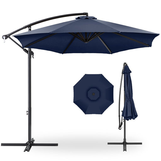 10Ft Offset Hanging Outdoor Market Patio Umbrella W/ Easy Tilt Adjustment - Navy Blue