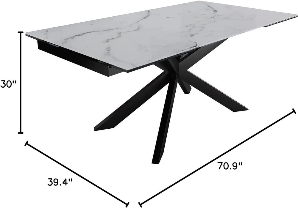 Expandable Rectangle Dining Table, 70.9″-110.2", Stones White