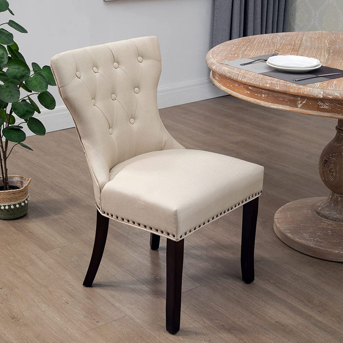 Tufted Fabric Dining Chairs Set of 4