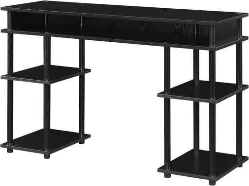 Black Student Desk with Shelves, No Tools Required